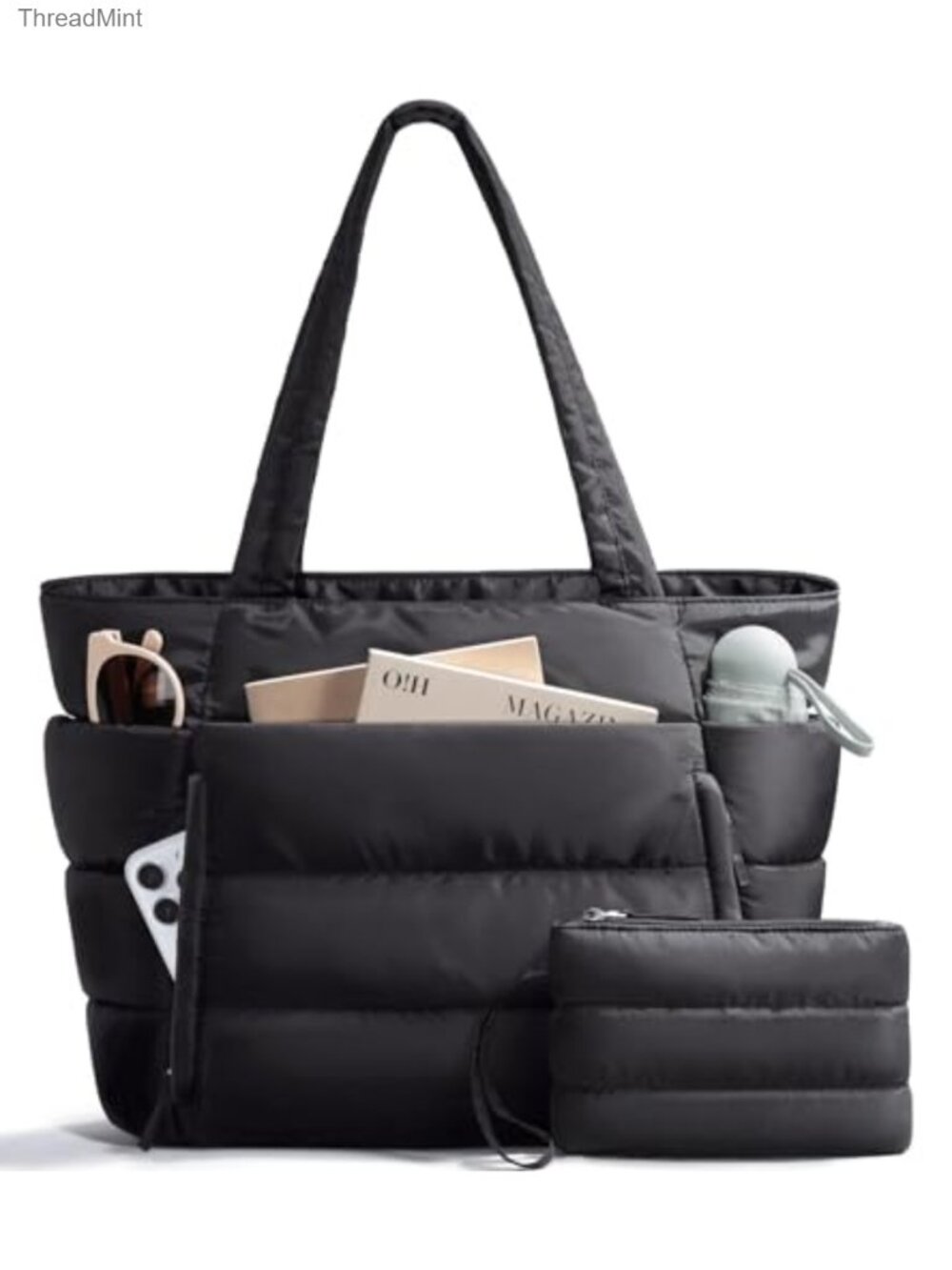 Puffer Tote Bag for Women Lightweight Quilted Travel Work Gym Bag with Laptop